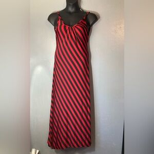 Paradise Red and Black Striped Maxi Dress